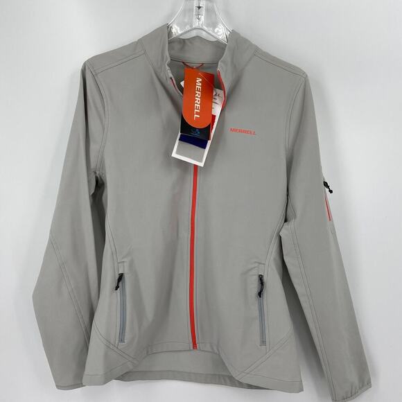 Merrell Quest Jacket Womens Size S Protect Light Gray Coral Full Zip Softshell - Picture 5 of 12